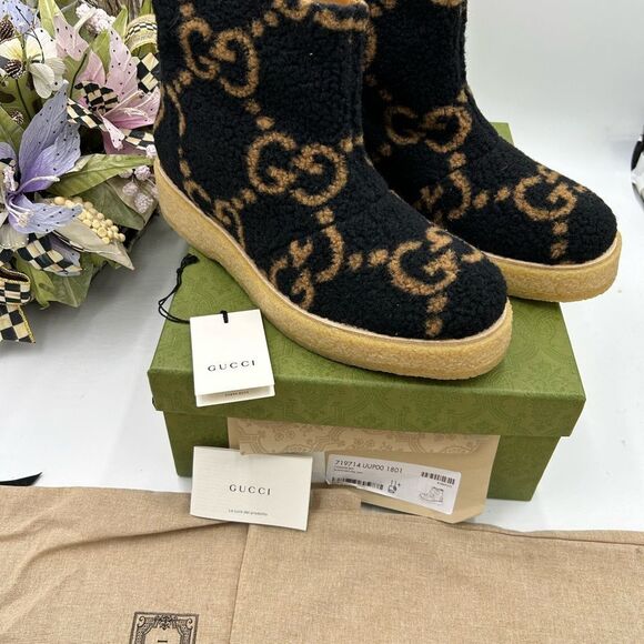 Men, Gucci, jumbo logo GG wool boots size 11.5!made in Italy - Picture 3 of 12